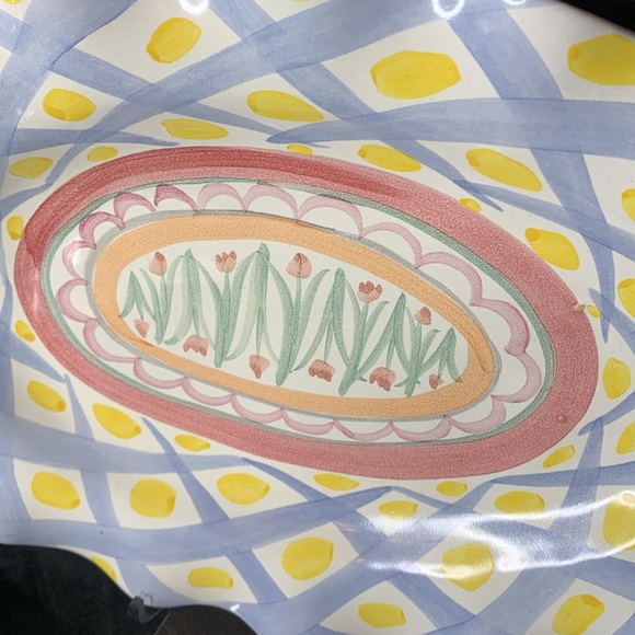 Vintage 1996 hard to find MacKenzie-Childs 12” Aalsmeer ruffled platter - Picture 2 of 9